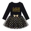 easyforever Toddler Kids Fancy Birthday Party Outfit 2PCS Long Sleeve Shirt Top with Shiny Polka Dots Tutu Skirt Set Black 3T view 3