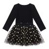 easyforever Toddler Kids Fancy Birthday Party Outfit 2PCS Long Sleeve Shirt Top with Shiny Polka Dots Tutu Skirt Set Black 3T view 4