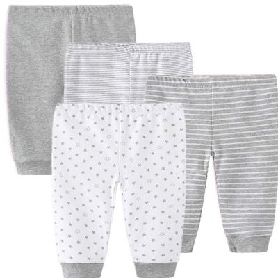Kiddiezoom 4-Pack Newborn Pants Baby and Toddler Unisex Cotton trousers Pants, Grey Heather, 3-6 Months