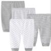 Kiddiezoom 4-Pack Newborn Pants Baby and Toddler Unisex Cotton trousers Pants, Grey Heather, 3-6 Months view 1
