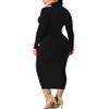 BORIFLORS Women's Sexy Basic Long Sleeve Turtleneck Bodycon Party Long Pencil Dress,Large,Black view 2