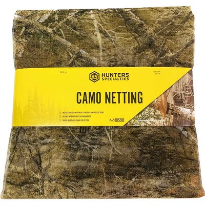 Hunters Specialties Camo Netting - Hunting Durable Lightweight Quiet Realistic Concealment Camouflage Polyester Netting for Blinds, 54 in X 12 FT - Realtree Edge