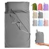 Cozysilk Brand - GANNAFEE Cotton Sleeping Bag Liner with Zipper - 100% Cotton Travel Sheet Sleep Sack Adult - Travel Sleeping Bag for Hotels Camping Hiking (Single Luxury - 41 x 87 inch, A-Dark Grey) view 1