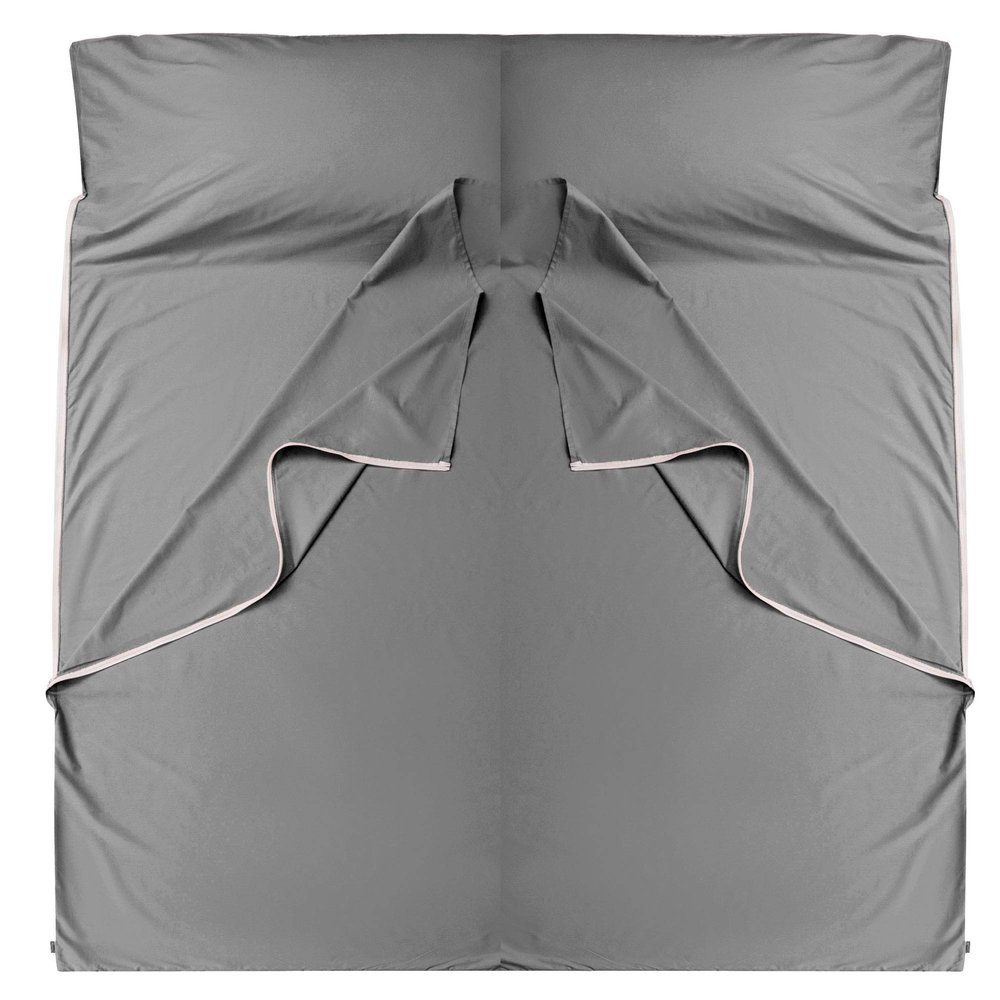 Cozysilk Brand - GANNAFEE Cotton Sleeping Bag Liner with Zipper - 100% Cotton Travel Sheet Sleep Sack Adult - Travel Sleeping Bag for Hotels Camping Hiking (Double - 71 x 87 inch, A-Dark Grey)