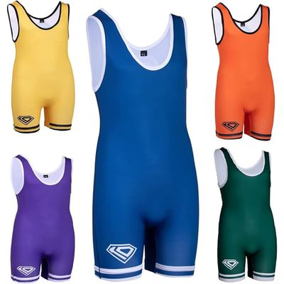 KO Sports Gear Unisex Wrestling Singlet for Adult Wrestlers - Wrestling Singlet for Men & Women - Bold Durable Uniform, Stretchy Breathable Material - Blue, Adult Large