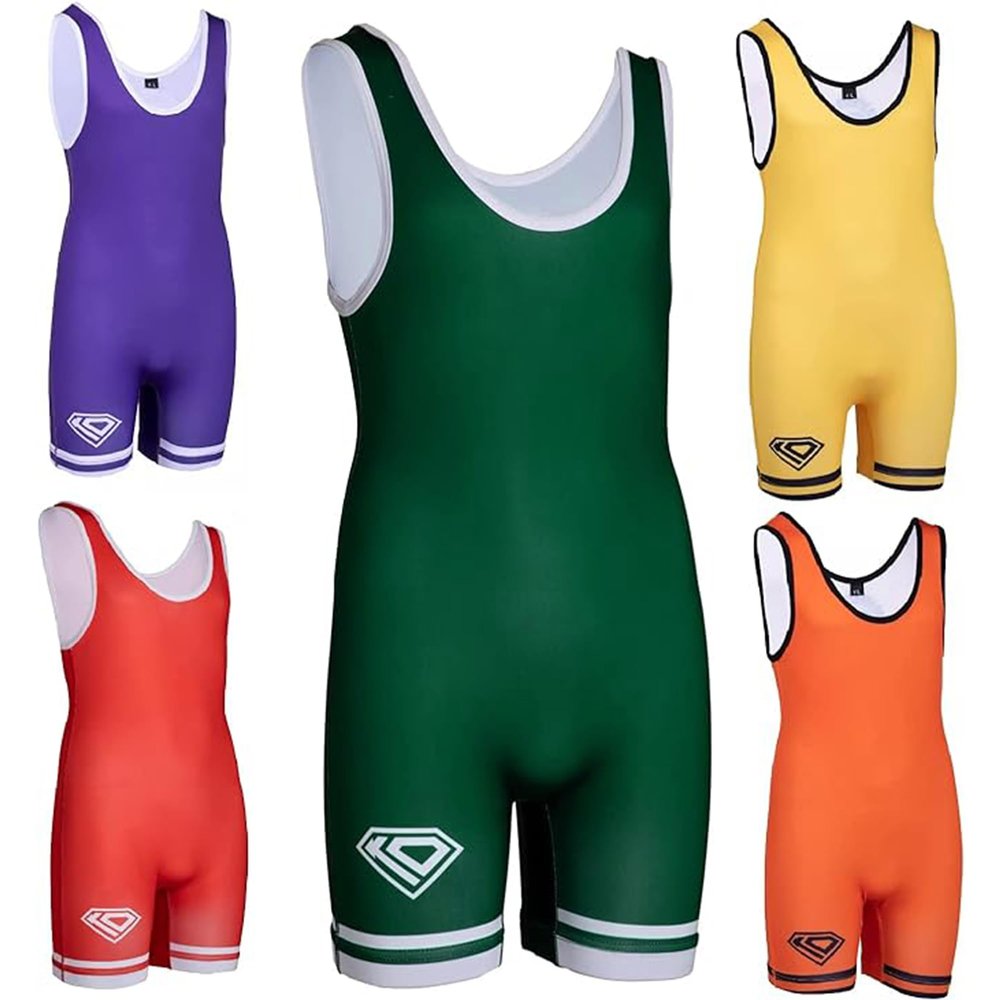 KO Sports Gear Unisex Wrestling Singlet for Adult Wrestlers - Wrestling Singlet for Men & Women - Bold Durable Uniform, Stretchy Breathable Material - Green, Adult Small