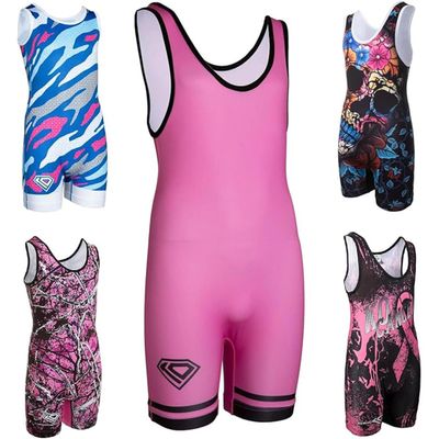 KO Sports Gear Unisex Wrestling Singlet for Adult Wrestlers - Wrestling Singlet for Men & Women - Bold Durable Uniform, Stretchy Breathable Material - Pink, Adult X-Small