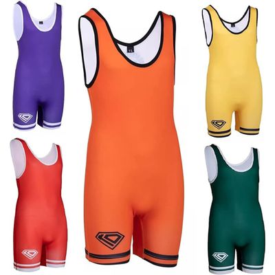 KO Sports Gear Unisex Wrestling Singlet for Adult Wrestlers - Wrestling Singlet for Men & Women - Bold Durable Uniform, Stretchy Breathable Material - Orange, Adult X-Small