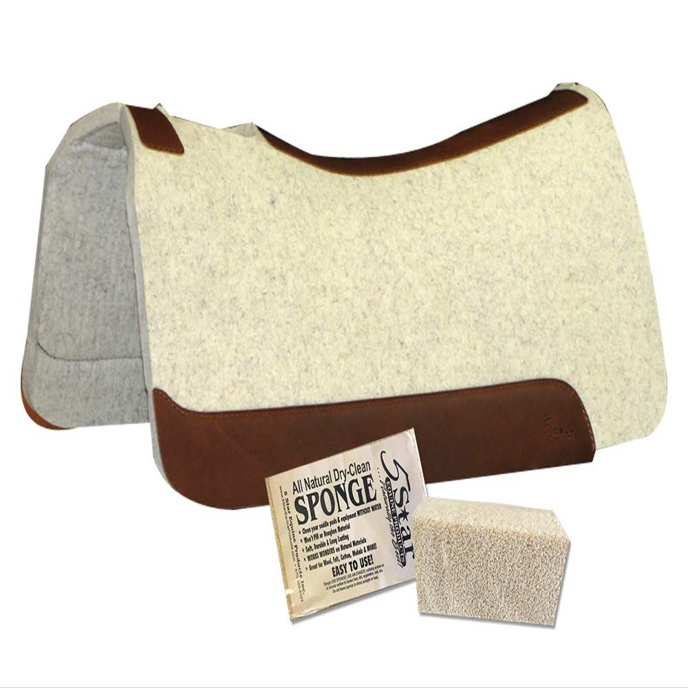 5 Star Equine Products - 7/8" Thick Western Contoured Natural Barrel Pad 30" x 28" Wool Horse Blanket