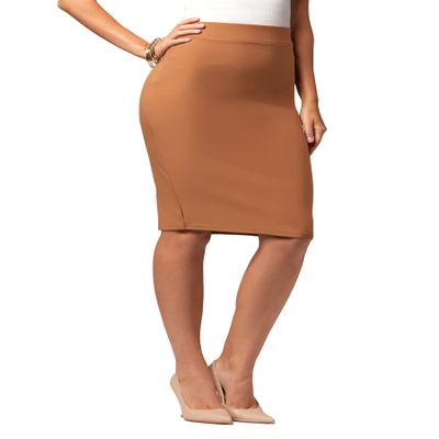 Conceited Skirts for Women - Pencil Skirt - Wear to Work - Midi Length in Regular and Plus Size - Many Colors - Classic Khaki Brown - 3X-Large