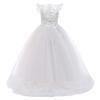 Flower Girls Lace Bridesmaid Dress Long A-line Wedding Pageant Long Dresses Little Princess Formal First Communion Birthday Party Floor Length Maxi Dress Kids Prom Puffy Tulle Ball Gowns White 7-8Y view 1