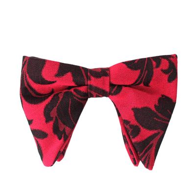 Mens AZAR Oversized 5" Pre-Tied Handmade Velvet/Satin/Knitted Formal Tuxedo Big Bow Tie (Red Floral 1714)