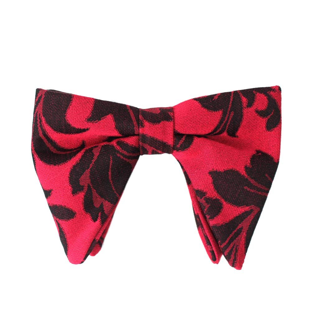 Mens AZAR Oversized 5" Pre-Tied Handmade Velvet/Satin/Knitted Formal Tuxedo Big Bow Tie (Red Floral 1714)