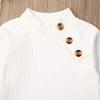 Toddler Baby Girl Long Sleeve Knitted Sweater T-Shirt Top Button Pleated Mini Skirt 2Pcs Fall Winter Clothes Set (White+Pink,3-4T) view 4