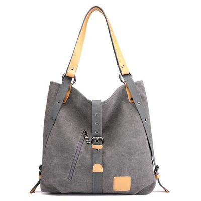 LeijingWomen Canvas Casual Multifunctional Microfiber Leather Large Capacity Handbag Shoulder Bags Backpack (one size, Grey)