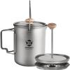 Bestargot Titanium Pot 750ml, Portable French Press | Ultralight Camping Pot for Coffee, Cooking & Survival | Compatible with Camp Stoves view 1
