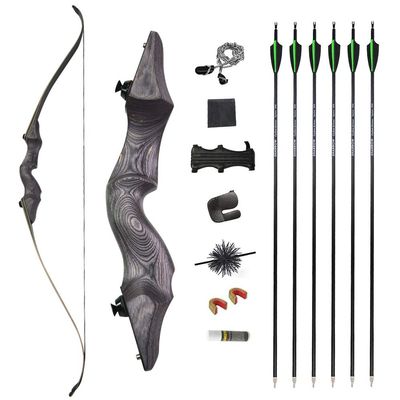 60Inch Archery Takedown Recurve Bow and Arrows Set Hunting Wooden Bow Riser 30-60lbs Traditional Longbow for Outdoor Target Practice Right Hand (Black, 60lbs)