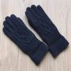 Men Winter Double-deck Gloves Warm Wool Knitted Gloves Touchscreen Thickened Men Fleece Gloves Cold Weather Cable Wool Knit Gloves (Navy blue) view 2