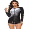 YATEEN Women's Long Sleeve Sun Protection Rash Guard Wetsuit Two Piece Swimsuit Set Black/White view 2