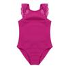 Freebily Kids Girls Lace Cutouts Back Ballet Dance Leotard Bodysuit Top for Gymnastic Sports Active wear Rose_Red 4 Years view 3