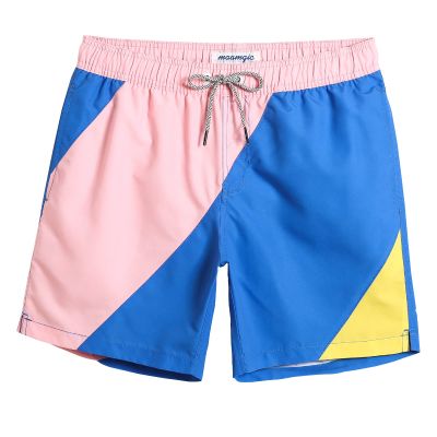 maamgic Mens Swim Trunks Quick Dry Swim Shorts with Mesh Lining Funny Swimwear Bathing Suits 7inch Color Blocking Medium