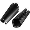 2 Pieces Unisex Faux Leather Gauntlet Wristband Arm Guards Viking Wrist Guard Medieval Knight Bracers for Steampunk Cosplay Party Accessories (Black) view 2