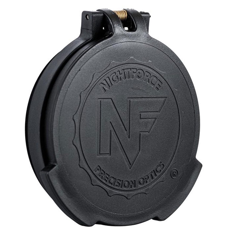 Nightforce Objective Durable Weather-Resistant Spring-Loaded Flip-Up Rotational Lens Caps with Thread-in Attachment, Black, 42mm ATACR, NXS 10x