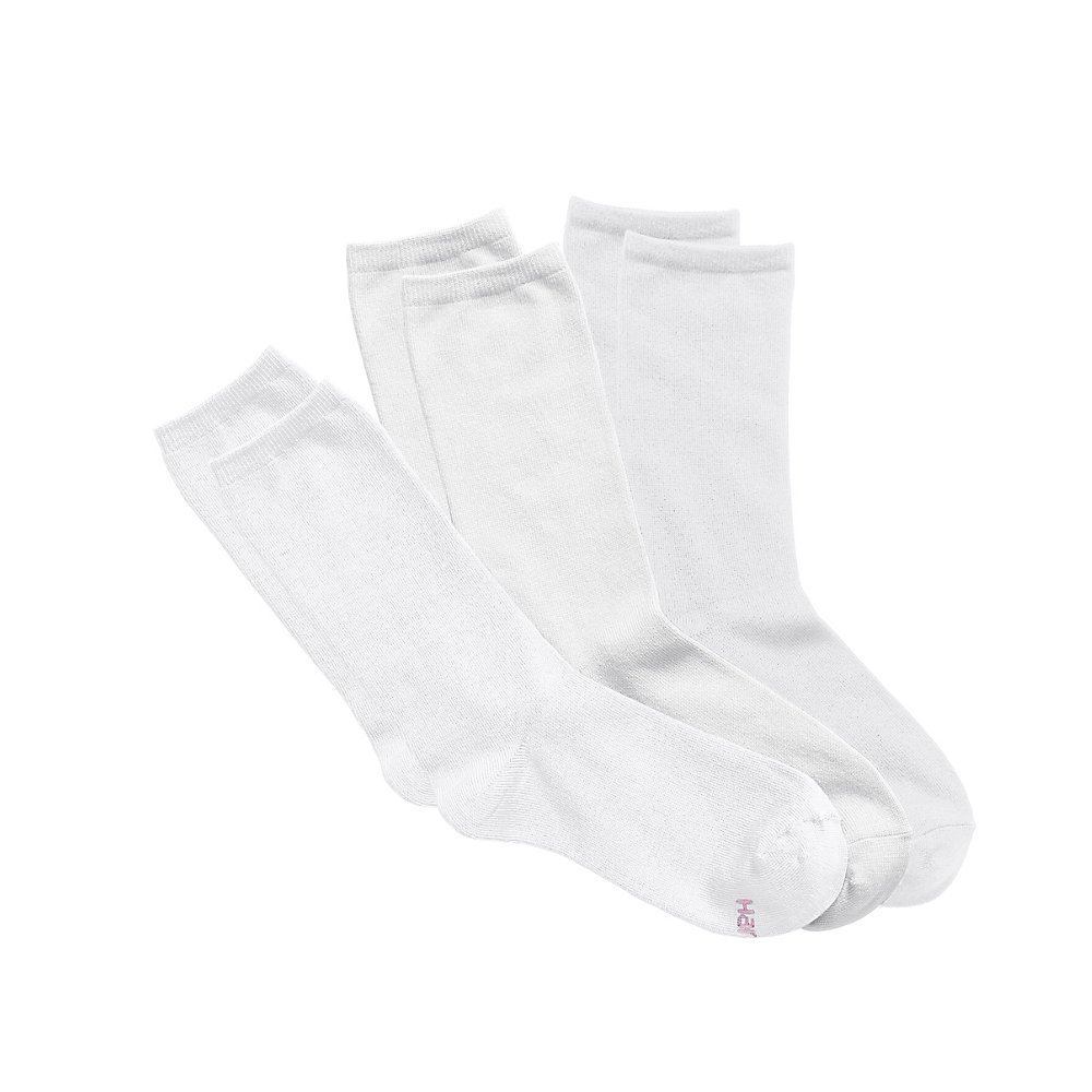 6 Pack of Hanes Ladies Crew Socks, White, 5-9
