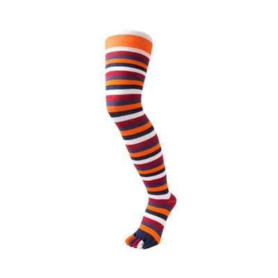 TOETOE - Essential Women Everyday Cotton Over-Knee Toe Socks (1 Pair) (US, Numeric, 4, 11.5, Regular, Regular, Lava)