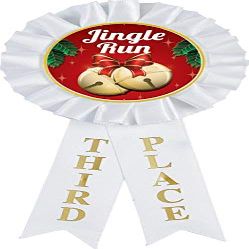Jingle Run Prizes, 3rd Place Christmas Jingle Run Award Ribbon Prizes, 1 Pack