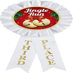 Jingle Run Prizes, 3rd Place Christmas Jingle Run Award Ribbon Prizes, 1 Pack