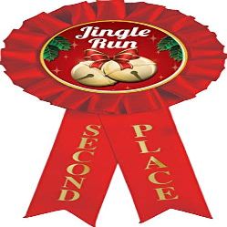 Jingle Run Prizes, 2nd Place Christmas Jingle Run Award Ribbon Prizes, 1 Pack