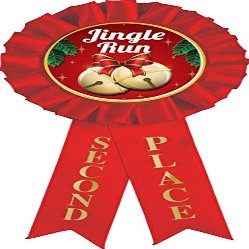 Jingle Run Prizes, 2nd Place Christmas Jingle Run Award Ribbon Prizes, 1 Pack