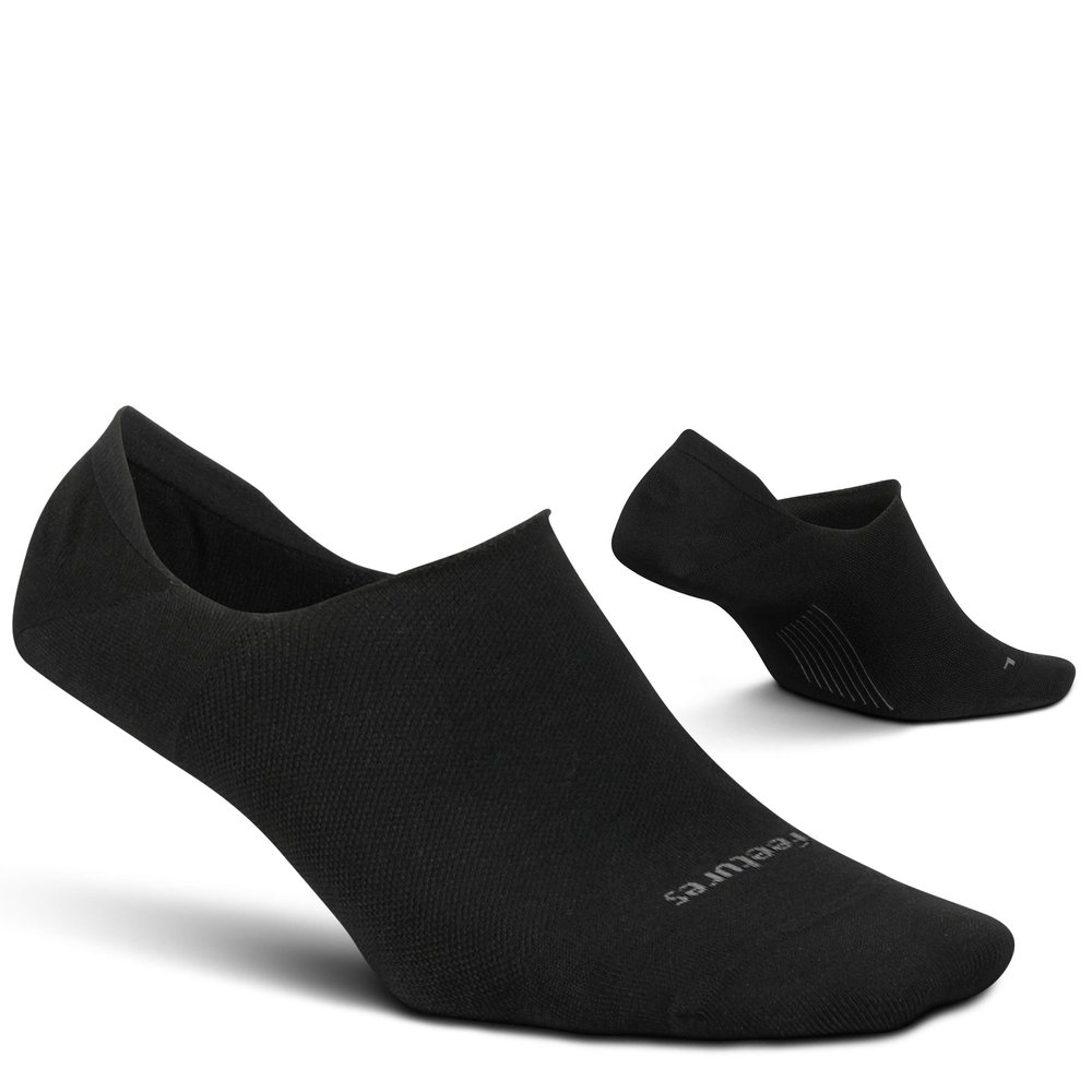 Feetures Everyday Light Cushion Invisible Sock for Men - Anti-Slip Sock Liner with Targeted Compression - Black, L (1 Pair)
