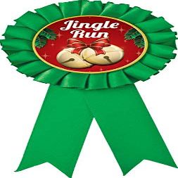 Jingle Run Prizes, Green Christmas Jingle Run Award Ribbon Prizes, 100 Pack