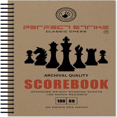 Perfect Strike Chess SCOREBOOK with Rules and Scoring Instructions. Heavy Duty. Practice and Competition. (5.5" x 8.5") LS-100:60 (100 Games per Book) (2 Book Value Pack)