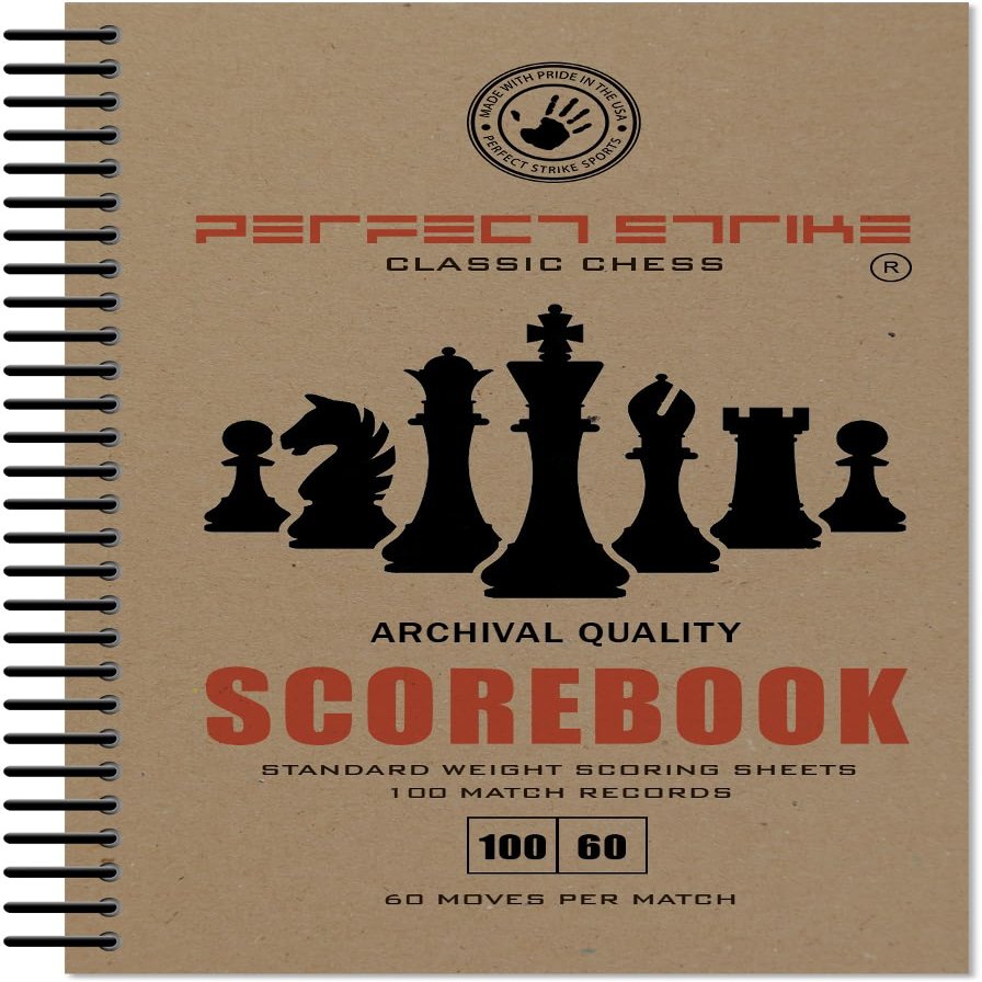 Perfect Strike Chess SCOREBOOK with Rules and Scoring Instructions. Heavy Duty. Practice and Competition. (5.5" x 8.5") LS-100:60 (100 Games per Book) (2 Book Value Pack)