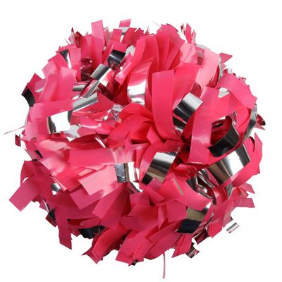 ICObuty Plastic Cheerleader Cheerleading Pom Poms 6 inch 1 Pair 2 Pieces (Silver/Wet Hot Pink)