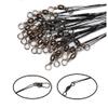 50pcs Fishing Wire Leaders Heavy Duty Nylon-Coated Fishing Line Wire Leaders with Swivels and Snaps 6inch Black/Green/Silver (50pcs Black, 6 inch) view 1