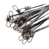 50pcs Fishing Wire Leaders Heavy Duty Nylon-Coated Fishing Line Wire Leaders with Swivels and Snaps 6inch Black/Green/Silver (50pcs Black, 6 inch) view 2