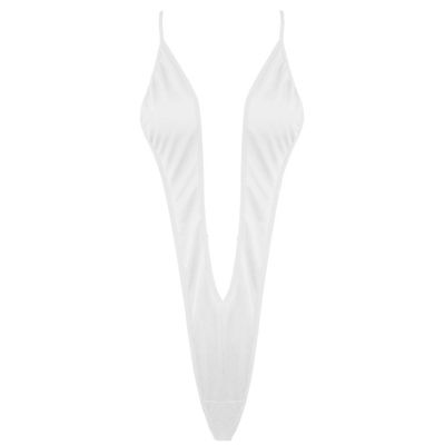 FEESHOW Women's Sling Shot One Piece Bikini Monokini Swimwear Swimsuit Bodysuit White One Size