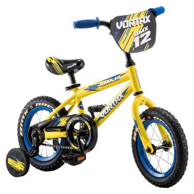 Pacific Vortax BMX Style Kids Bike, for Boys and Girls Ages 1 to 4, Single Speed, 12-Inch Wheels with Removable Training Wheels, Rear Coaster Brake, Yellow