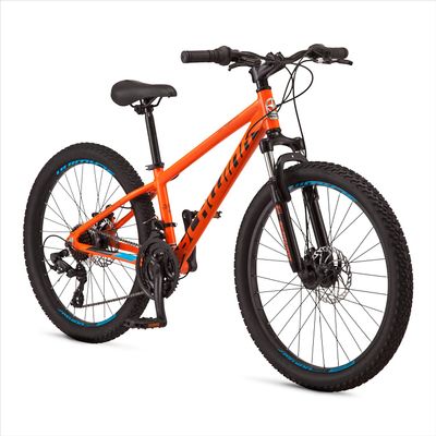 Schwinn High Timber ALX Mountain Bike for Youth Boys Girls, 24-Inch Wheels, 21-Speeds, Front Suspension, Aluminum Frame, Mechanical Disc Brakes, Orange