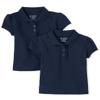 The Children's Place Baby Girls and Toddler Girls Short Sleeve Ruffle Pique Polo, Tidal, 2T view 1