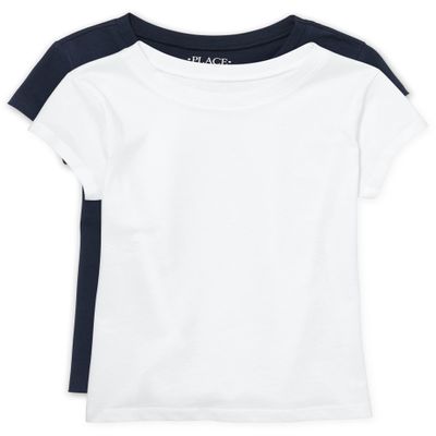 The Children's Place girls Short Sleeve Solid T-shirt 2 Pack Set T Shirt, Tidal Pack, Medium US