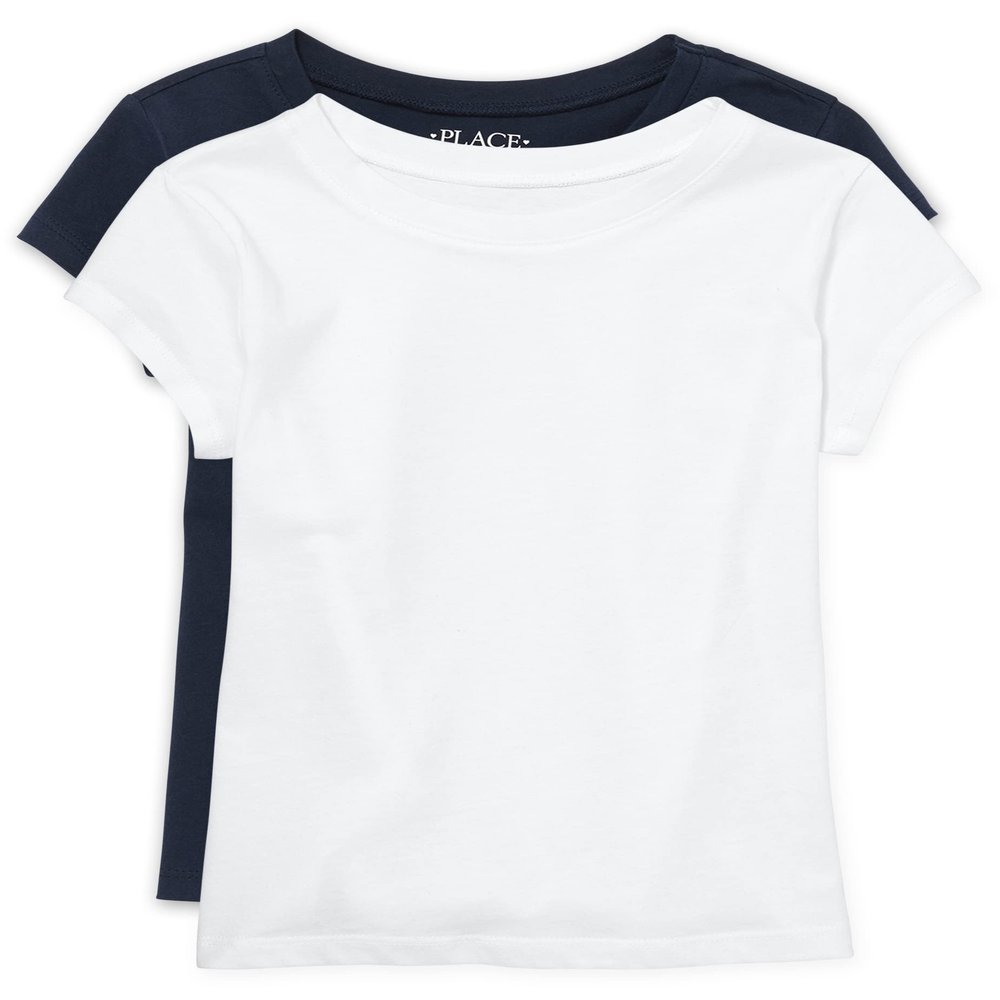 The Children's Place girls Short Sleeve Solid T-shirt 2 Pack Set T Shirt, Tidal Pack, Medium US