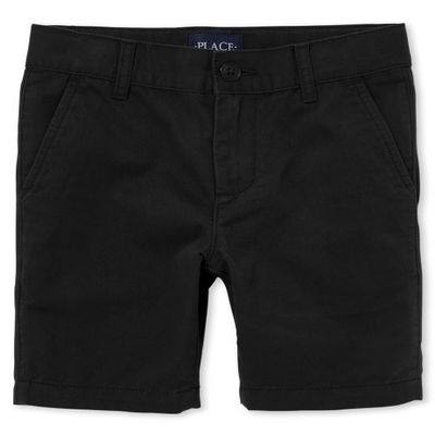 The Children's Place boys Stretch Chino Shorts, Black, 14