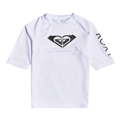 Roxy Girl's Whole Hearted Short Sleeve Rashguard (Big Kids) White 2XL (16 Big Kids)