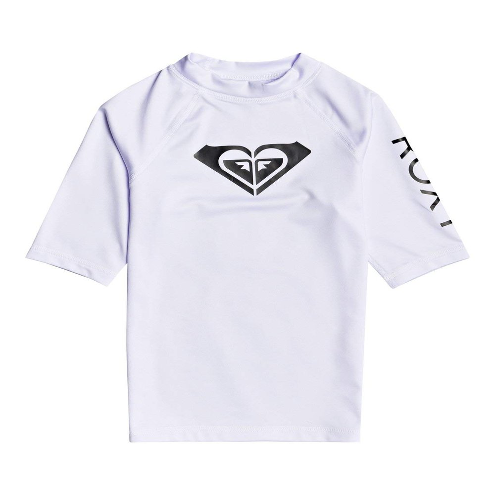 Roxy Girl's Whole Hearted Short Sleeve Rashguard (Big Kids) White 2XL (16 Big Kids)