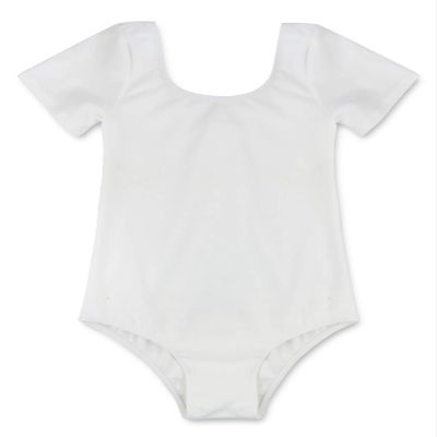 Aislor Kids Girls Short Sleeves Stretchy Cotton Ballet Dance Gymnastics Leotard Dancewear White 3T
